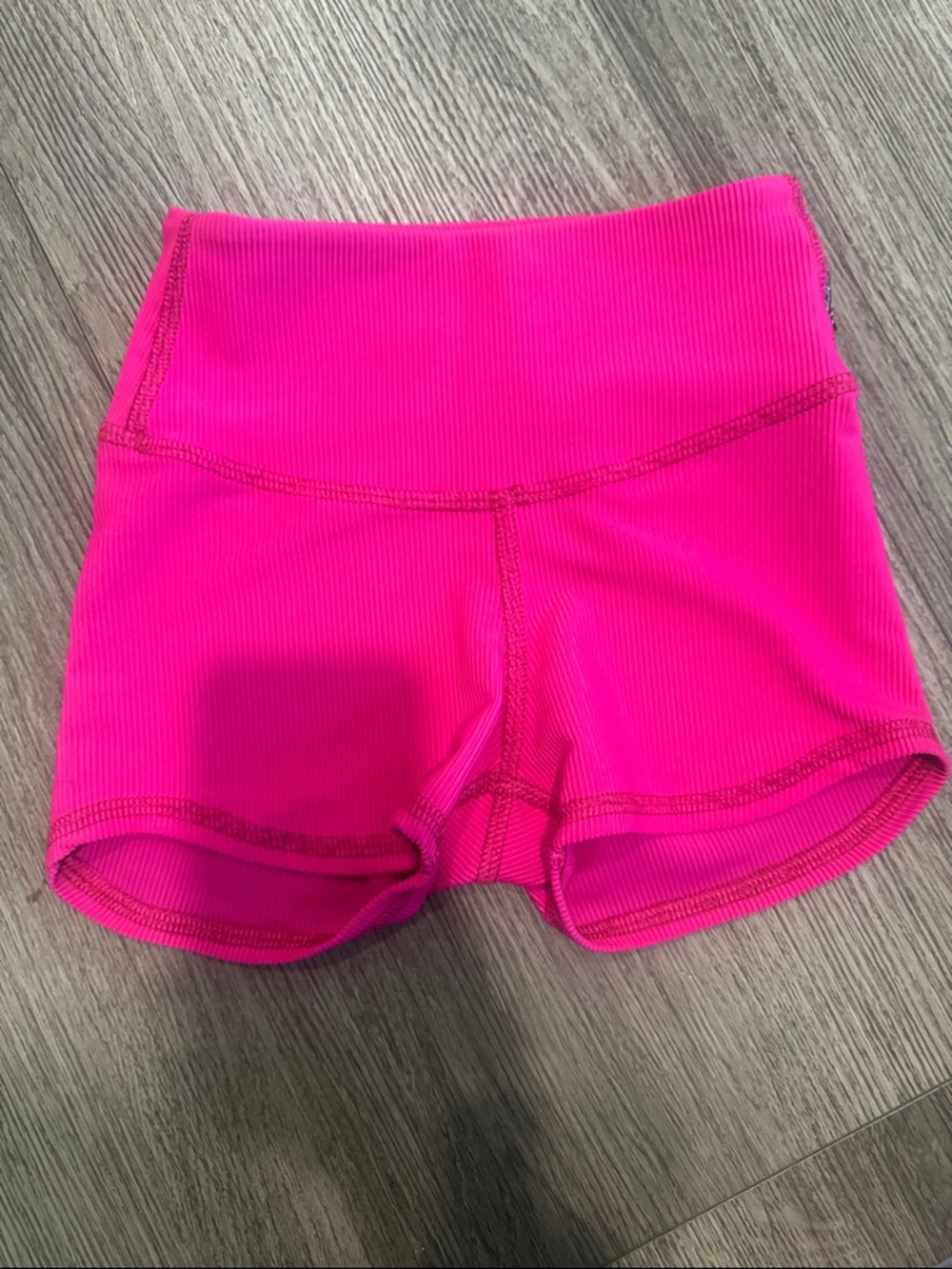 Girls' Ribbed High-Waist Dance Shorts in Hot Pink